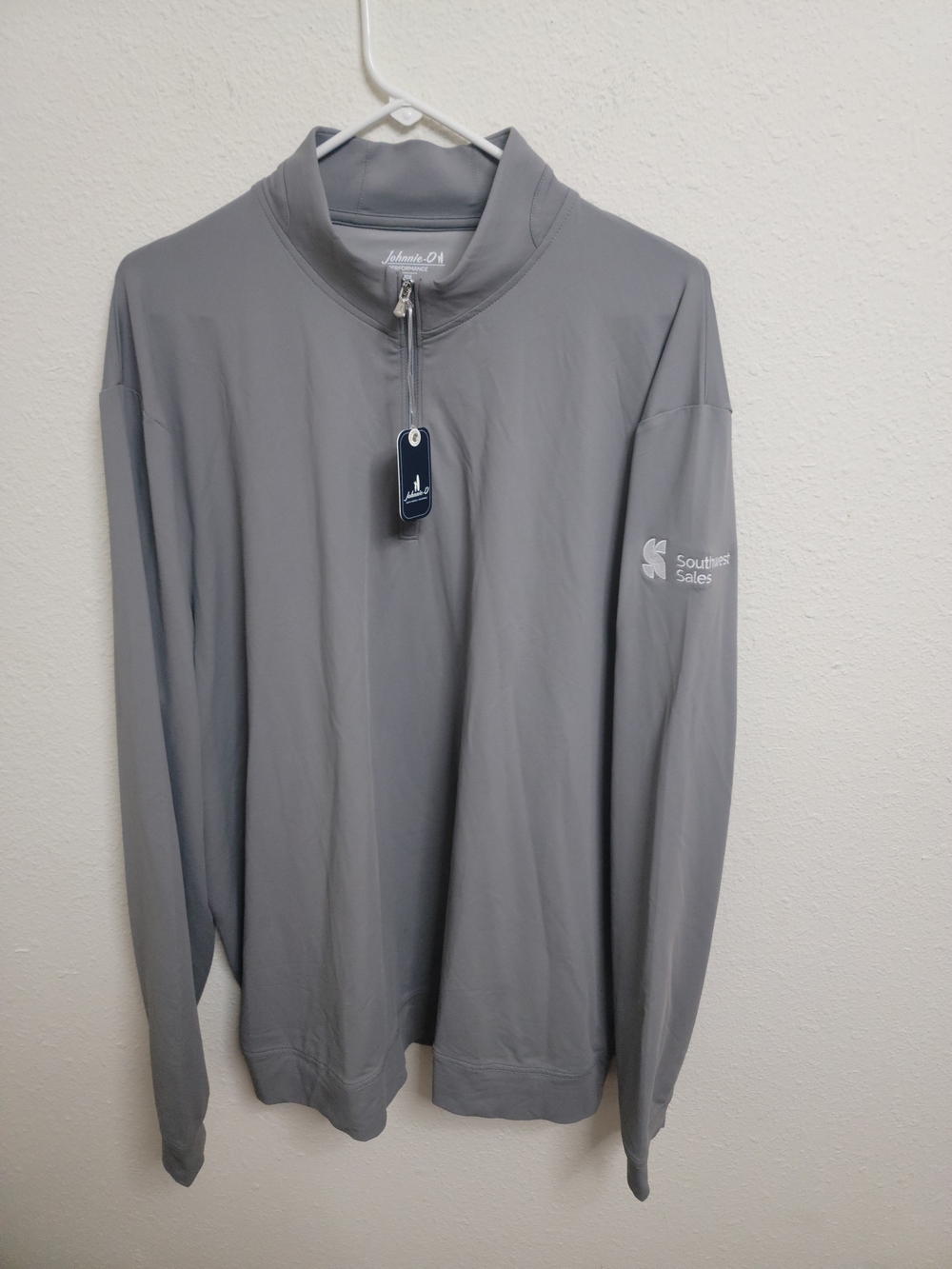 NEW Johnnie O Gray Motion Performance 1/4 Zip Pullover Men's 2XL